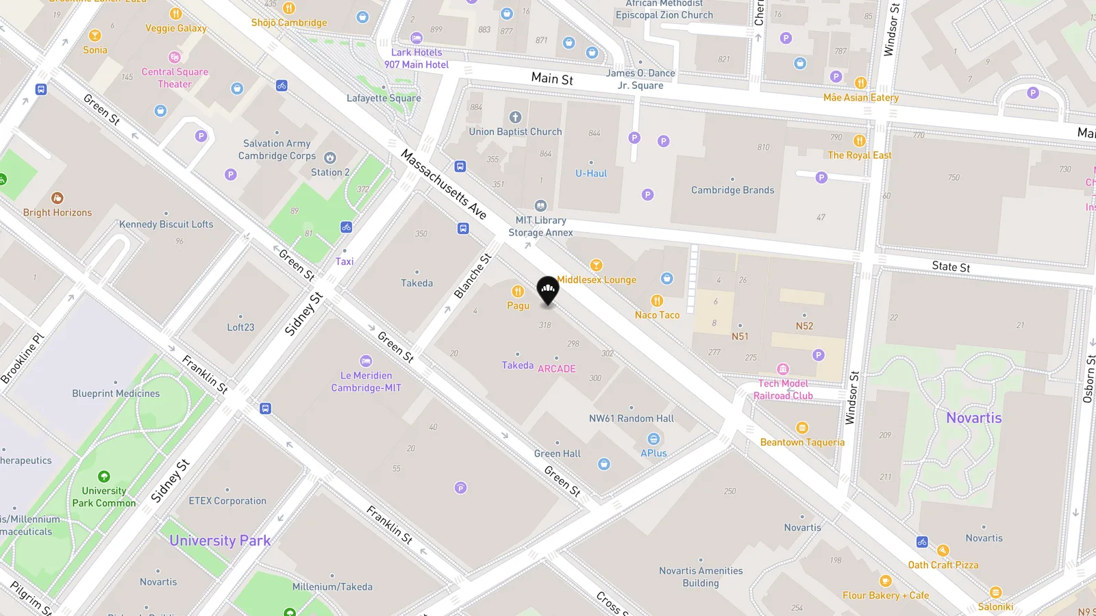 Map showing location of Verveine Cafe & Bakery