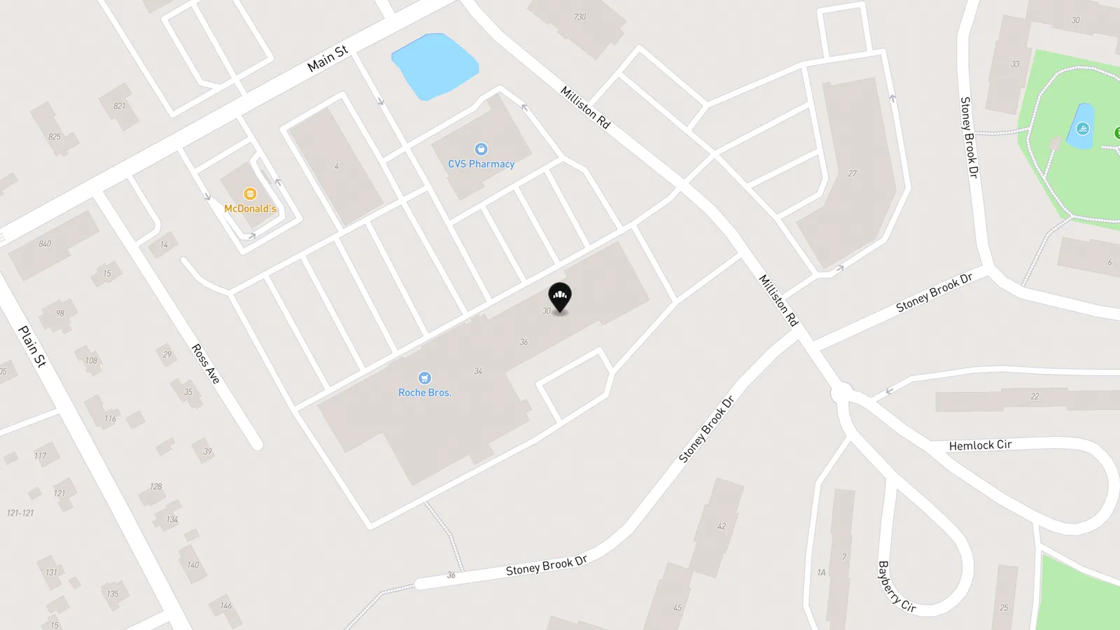 Map showing location of Twist Bakery & Cafe (Millis)